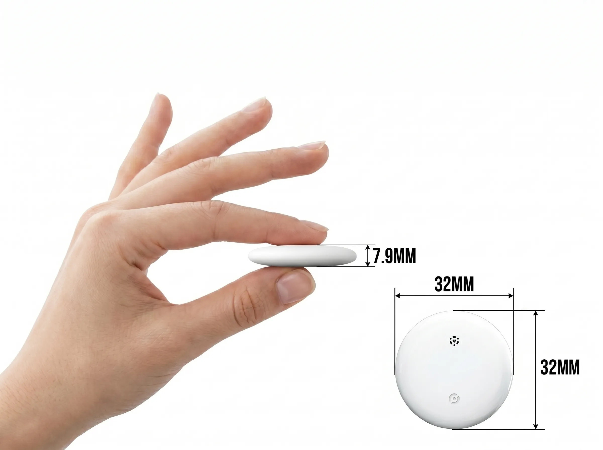 Android Airtag size comparison